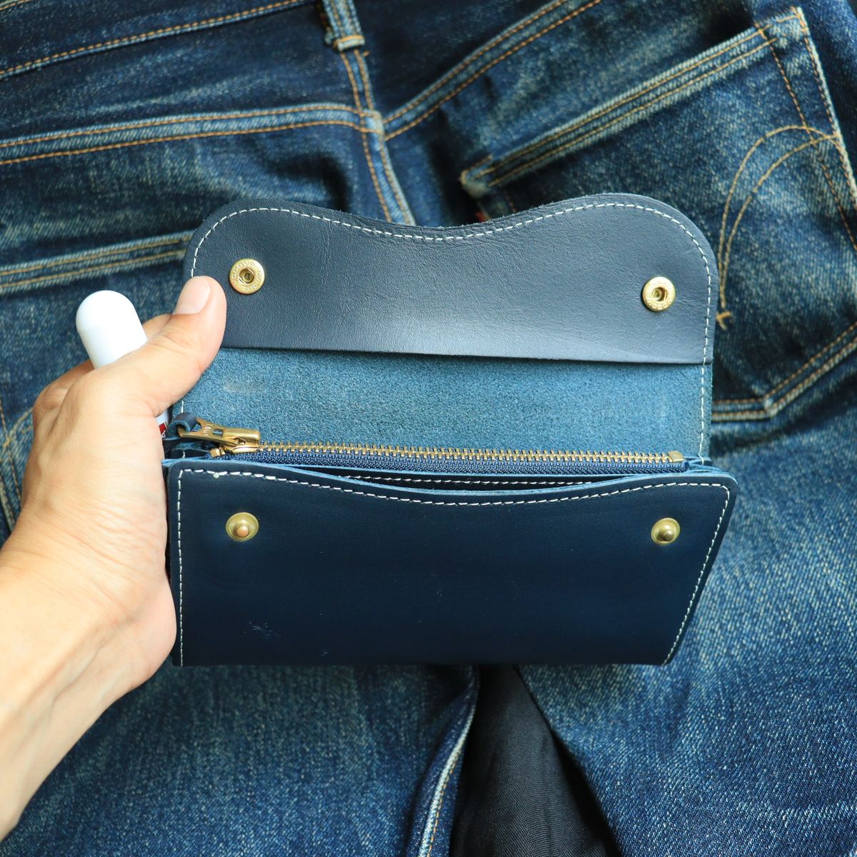 Kawatako Wave Flap Double Snap Long Wallet รูปที่ 6