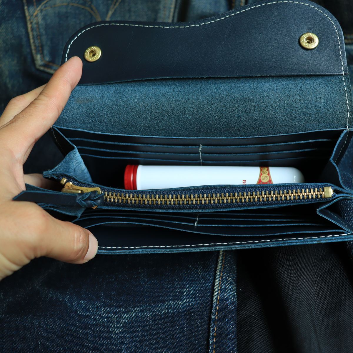 Kawatako Wave Flap Double Snap Long Wallet รูปที่ 7